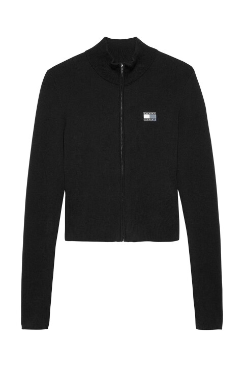 Kadın Yüksek Yaka Fermuarlı Kazak - Siyah 