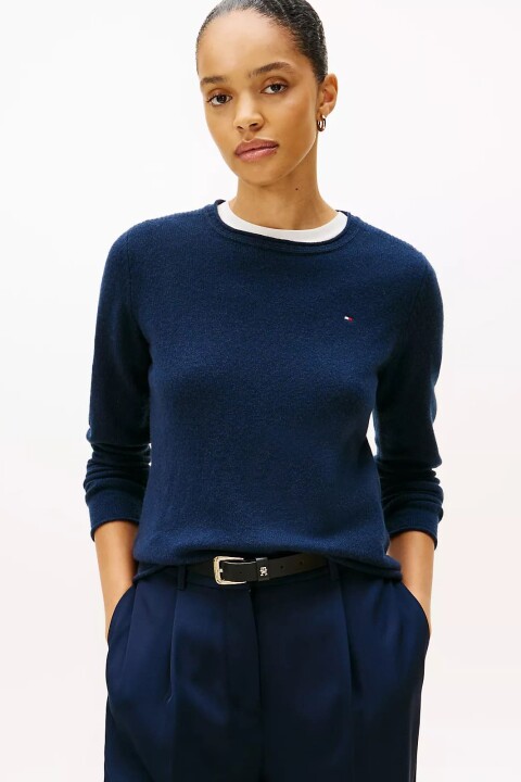 Kadın Yün Bisiklet Yaka Kazak - Lacivert 