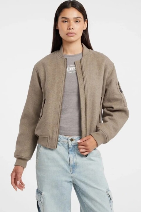 Kadın Yün Karışımlı Bomber Ceket - Vizon - Guess
