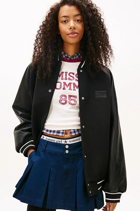 Kadın Yün Karışımlı Varsity Ceket - Siyah - Tommy Hilfiger