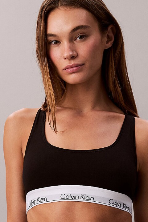 Kadın Yüzücü Sırtlı Logolu Lastikli Bralet - Siyah 