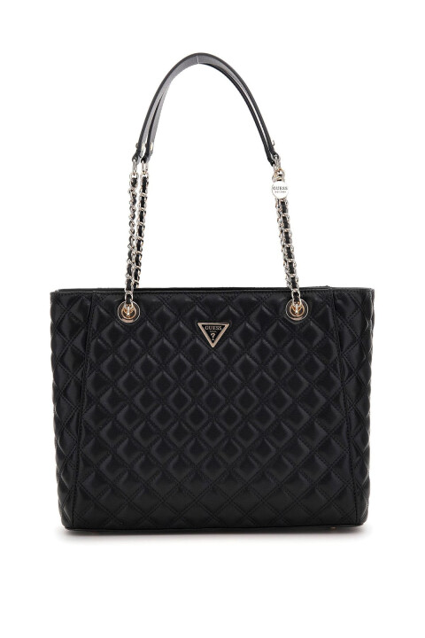 Kadın Zincir Askılı Kapitone Tote Çanta - Siyah - Guess