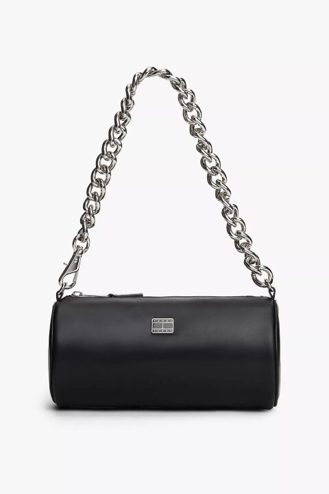 Kadın Zincir Askılı Silindir Omuz Çanta - Siyah 