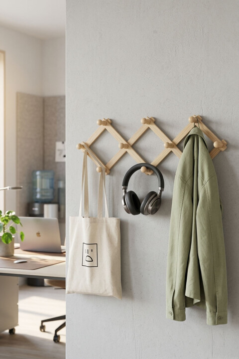 Katlanabilir Bambu Duvar Askılığı – Çoklu Askı Organizer - Bambuland