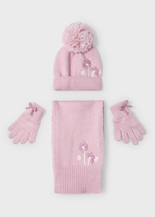 Kız Çocuk Atkı Şapka Set Pembe - Mayoral