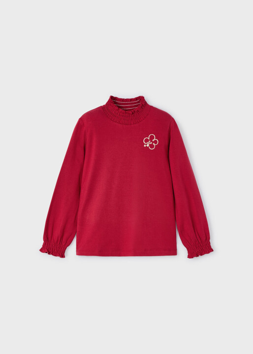 Kız Çocuk Balıkçı Yaka Tshirt - Kırmızı 