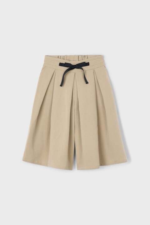 Kız Çocuk Beli Fiyonklu Pileli Midi Şort Etek - Bej - Mayoral