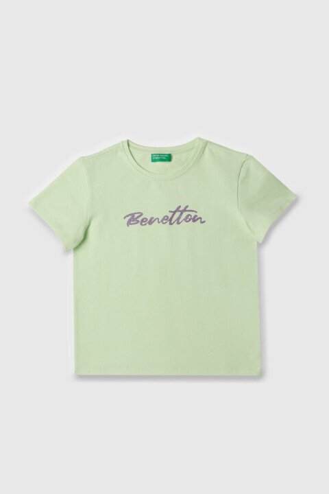 Kız Çocuk Bnt Yazı Logolu T-Shirt - Mint Yeşili - Benetton