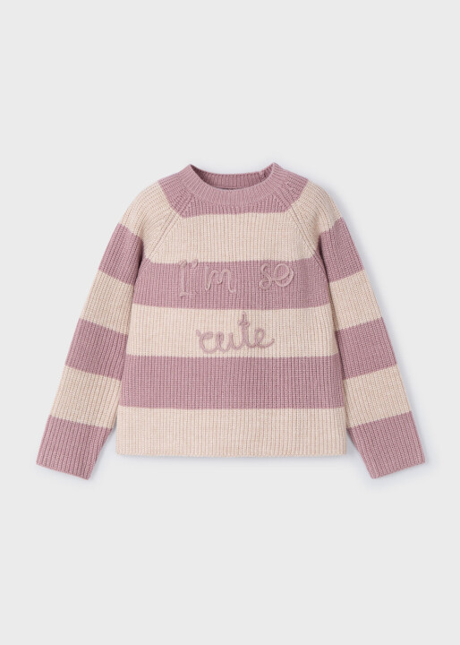 Kız Çocuk Çizgili Örme Kazak Pembe - Mayoral