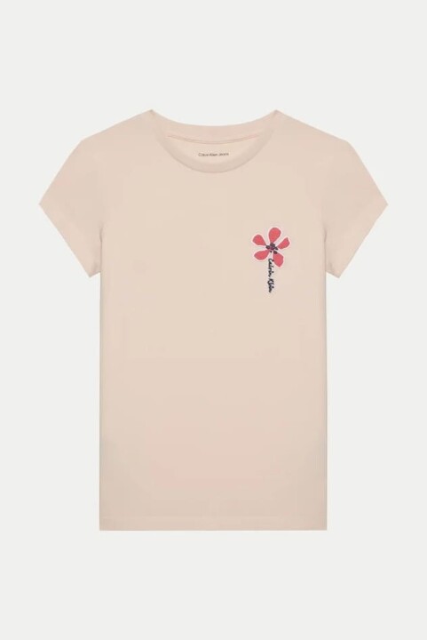 Kız Çocuk Ck Küçük Çiçek Logo T-Shirt - Açık Pembe 