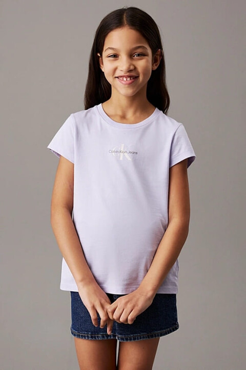 Kız Çocuk Ck Micro Monogram T-Shirt - Mor - Calvin Klein