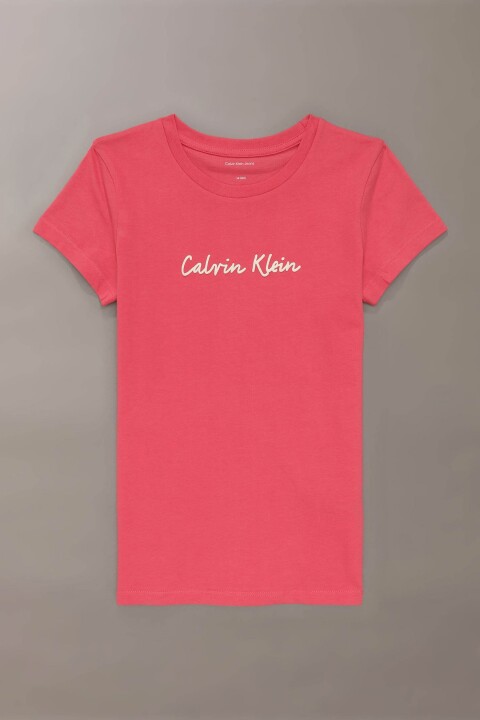 Kız Çocuk Ck Script Logo Slim T-Shirt - Kırmızı - Calvin Klein
