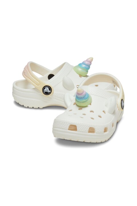 Kız Çocuk Classic Rainbow Unicorn Terlik - Beyaz - Crocs