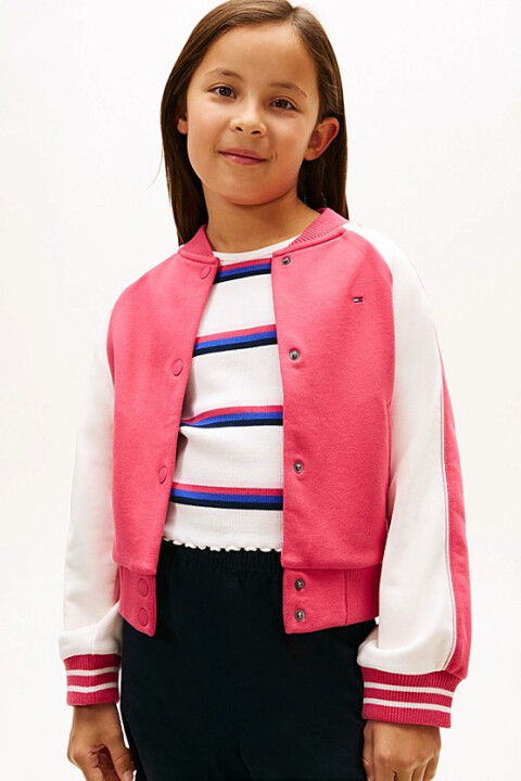Kız Çocuk Colour Blocked Varsity Bomber Ceket - Pembe/Beyaz - Tommy Hilfiger