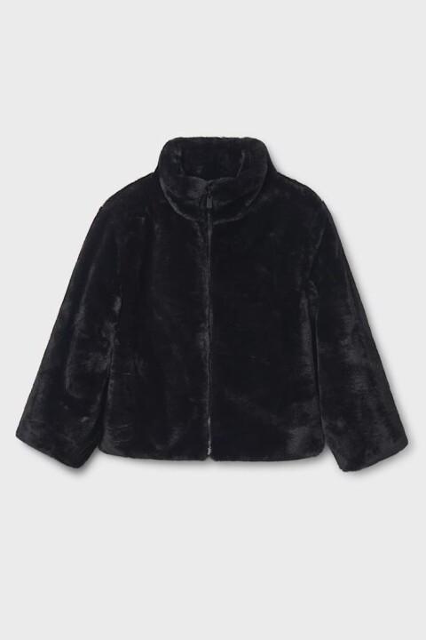 Kız Çocuk Dik Yaka Pelüş Mont - Siyah - Mayoral