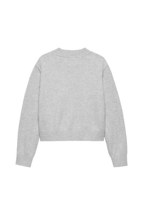 Kız Çocuk Dokulu Logolu Triko Kazak - Gri Melanj - Tommy Hilfiger