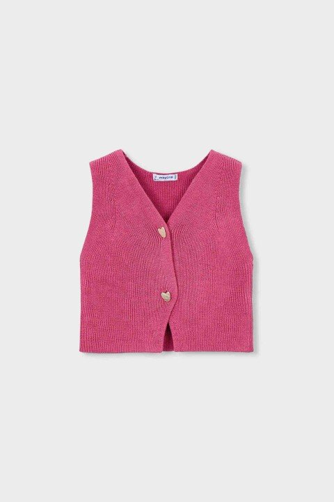 Kız Çocuk Düğmeli Örme Yelek - Pembe - Mayoral