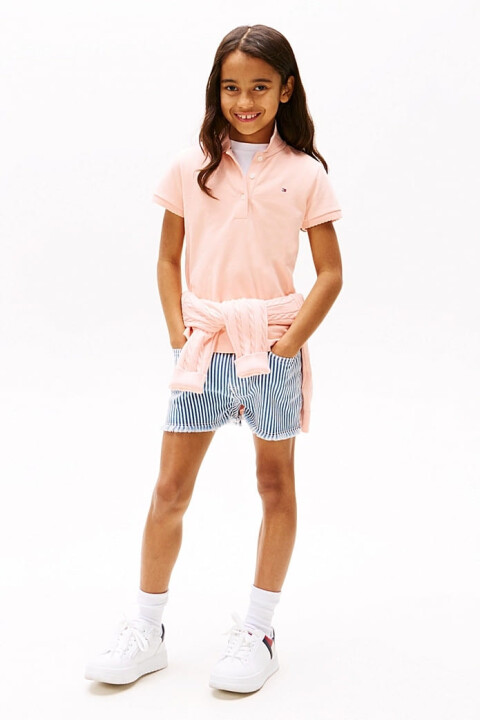 Kız Çocuk Essential Polo T-Shirt - Pudra 