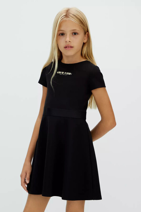 Kız Çocuk Fit And Flare Punto Elbise - Siyah - Calvin Klein