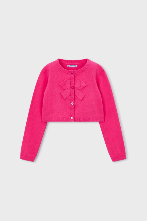 Kız Çocuk Fiyonk Detaylı Kısa Bolero Hırka - Pembe 