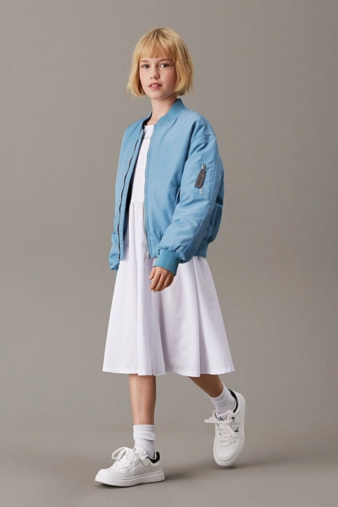 Kız Çocuk Flared Milano Sırt Detaylı Elbise - Beyaz - Calvin Klein