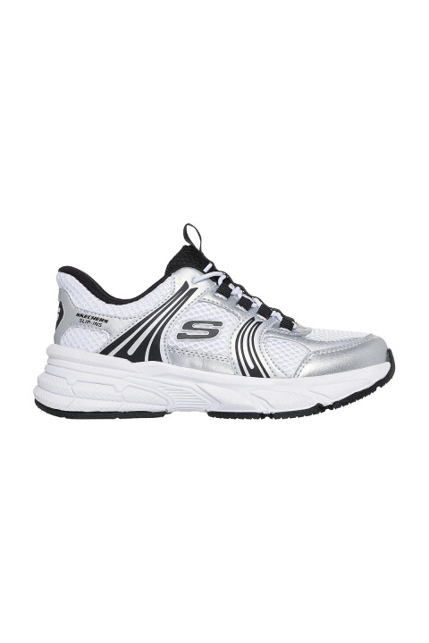 Kız Çocuk Hands Free Slip-ins: Retro-Graph Spor Ayakkabı - Beyaz/Gümüş - Skechers