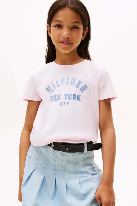 Kız Çocuk Hilfiger Graphic T-Shirt - Pembe - Tommy Hilfiger