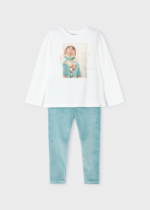 Kız Çocuk Kadife Tayt Takım Yeşil 