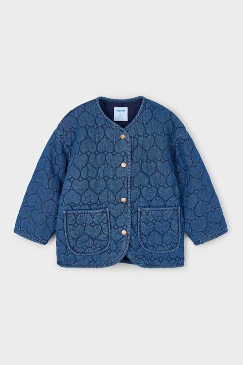 Kız Çocuk Kalp Kapitoneli Yumuşak Kot Mont - Mavi - Mayoral