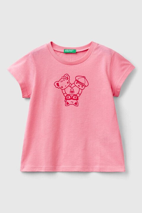 Kız Çocuk Kısa Kollu T-shirt - Açık Pembe 