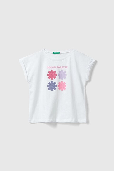 Kız Çocuk Kısa Kollu T-Shirt - Beyaz 