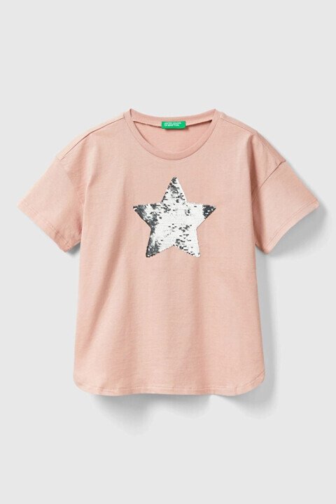 Kız Çocuk Kısa Kollu T-Shirt - Turuncu - Benetton