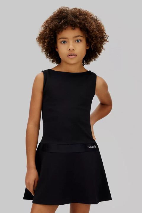 Kız Çocuk Logo Tape Punto Slvls Elbise - Siyah - Calvin Klein