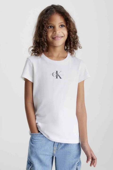 Kız Çocuk Micro Monogram Top T-Shirt - Beyaz - Calvin Klein