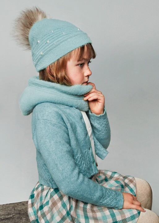 Kız Çocuk Örme Hırka Mavi 