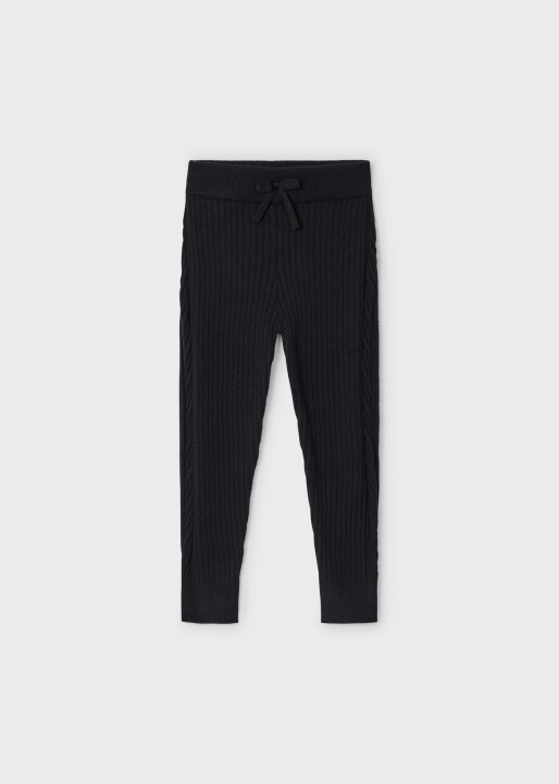 Kız Çocuk Örme Tayt - Siyah 