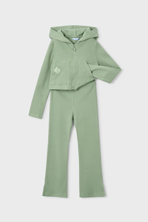 Kız Çocuk Pamuklu Kapüşonlu Eşofman Takımı - Yeşil - Mayoral