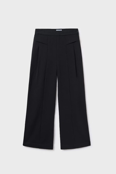 Kız Çocuk Pileli İspanyol Paça Pantolon - Siyah 