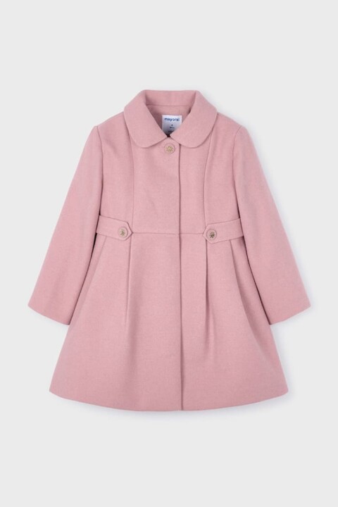 Kız Çocuk Pilili Kaşe Kaban - Pudra Pembe - Mayoral