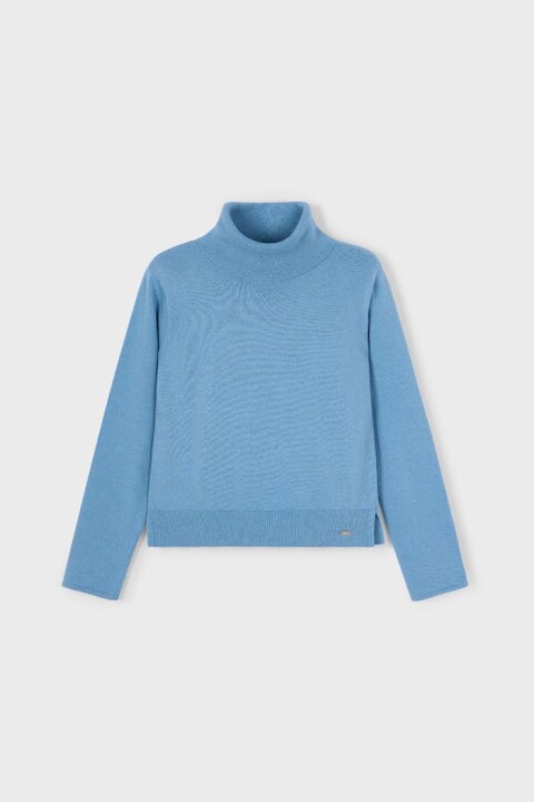 Kız Çocuk Regular Fit Balıkçı Yaka Basic Kazak - Mavi - Mayoral