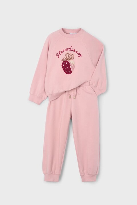 Kız Çocuk Regular Fit Nakışlı Bisiklet Yaka Eşofman Takımı - Pembe - Mayoral