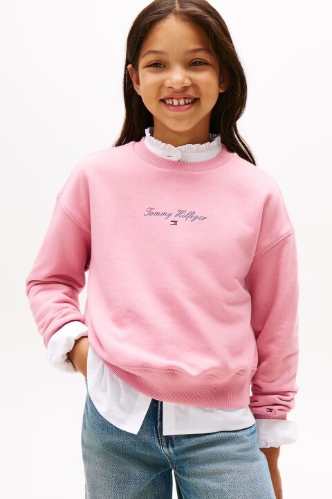 Kız Çocuk Regular Kalıp Nakış Logolu Sweatshirt - Pembe - Tommy Hilfiger