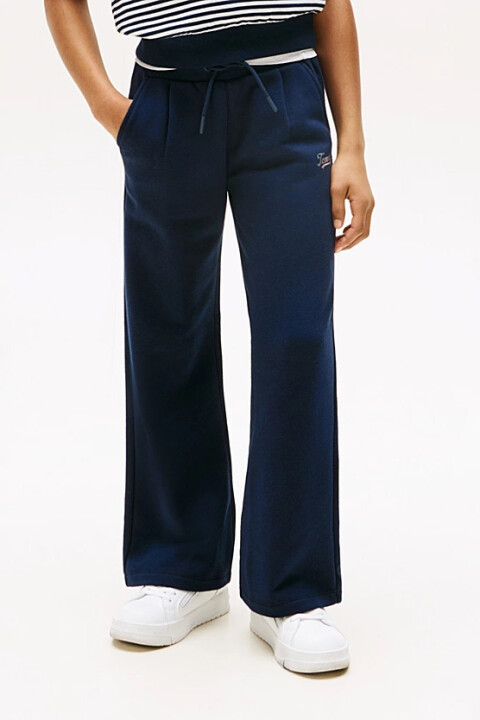 Kız Çocuk Script Logolu Geniş Paça Eşofman Altı - Lacivert - Tommy Hilfiger