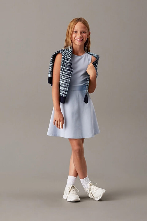 Kız Çocuk Slim Milano Kolsuz Elbise - Mavi - Calvin Klein