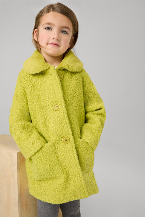 Kız Çocuk Suni Kürk Yakalı Teddy Mont - A. Yeşil - Mayoral
