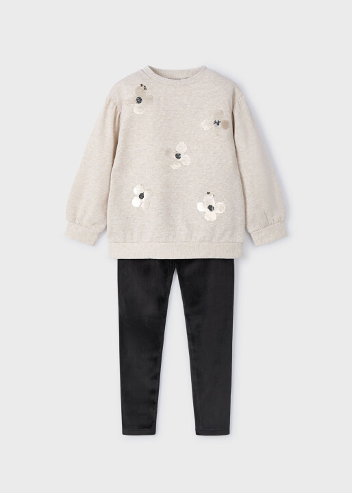 Kız Çocuk Tayt Takım Krem 