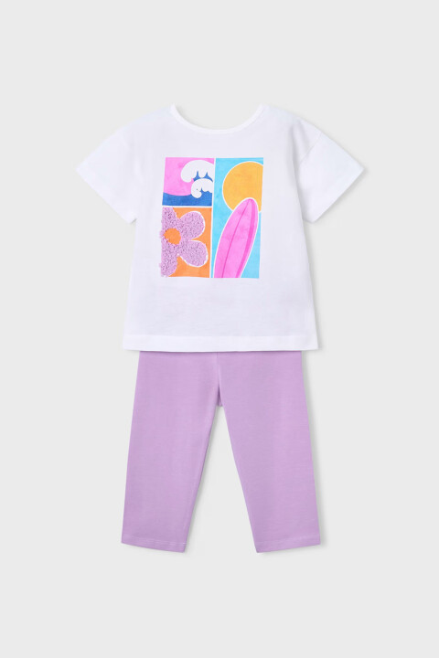 Kız Çocuk Taytlı İkili Takım - Lila/Beyaz - Mayoral