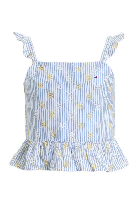 Kız Çocuk Th Broderie Anglaise Gömlek - Mavi - Tommy Hilfiger