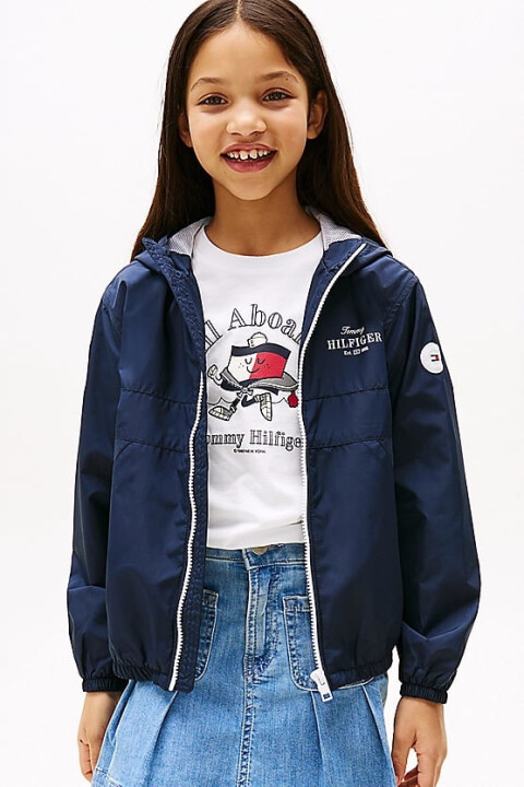 Kız Çocuk Th Kapüşonlu Rüzgarlık - Lacivert - Tommy Hilfiger