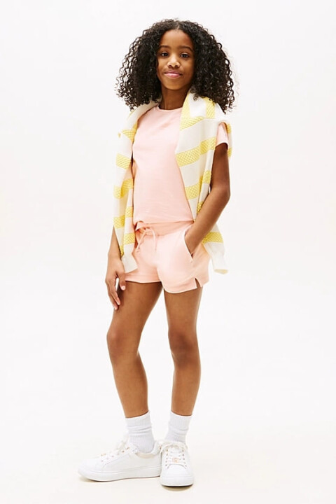 Kız Çocuk Th T-Shirt ve Şort Takımı - Pudra - Tommy Hilfiger